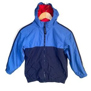 LL Bean Kids Windbreaker Jacket Blue‎ Colorblock Hooded Lightweight Coat